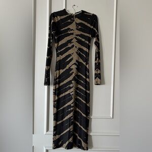 YFB Chic Black and Olive Green Long Sleeve Dress